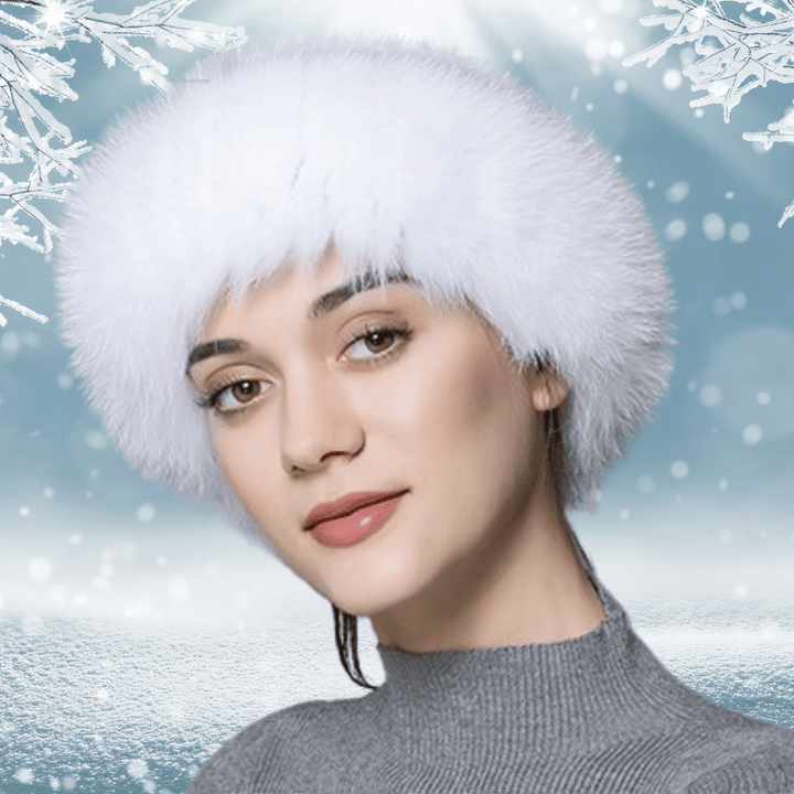 Bandeau de Tête en Fourrure Blanche de Renard | Frossia