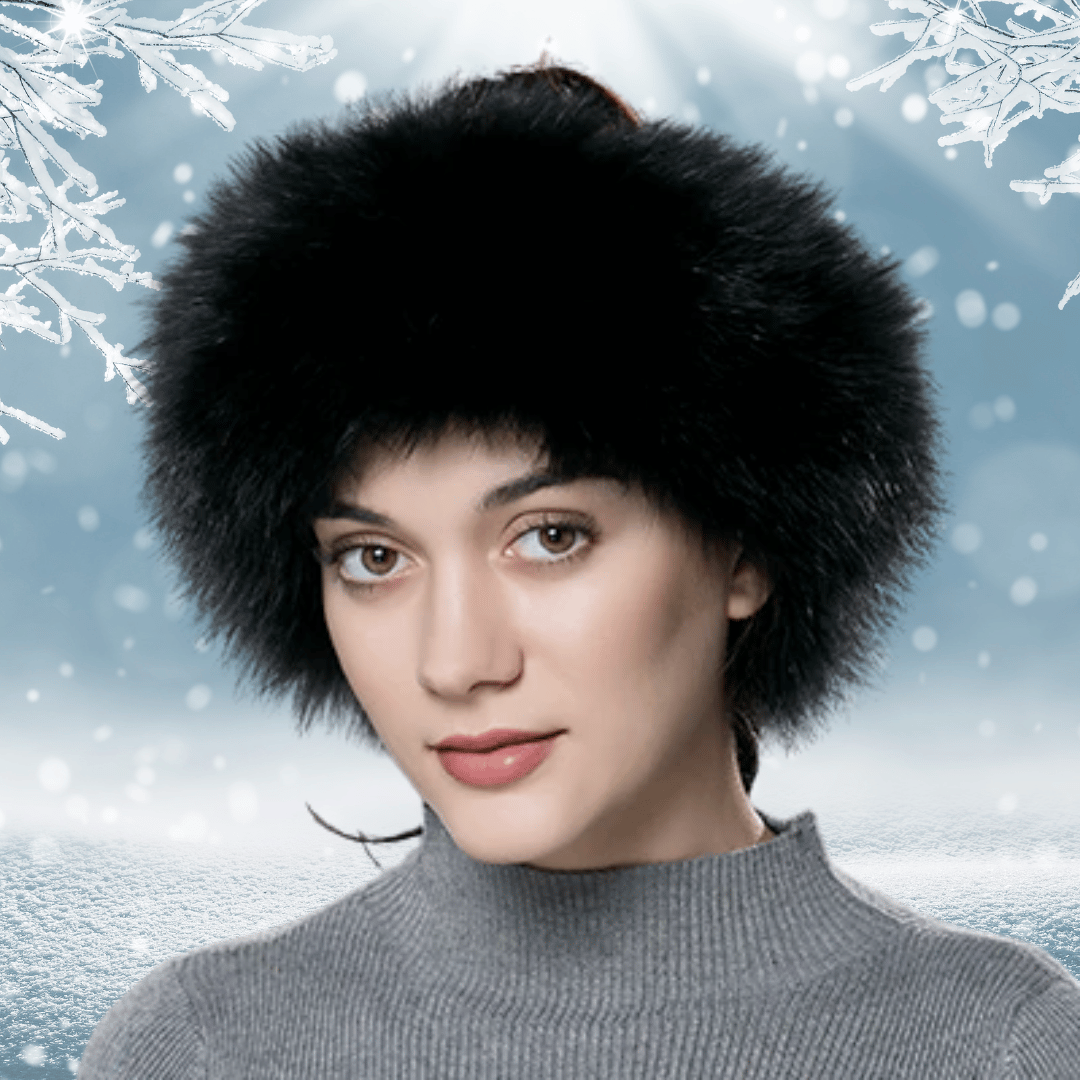 Bandeau de Tête en Fourrure Noire | Frossia
