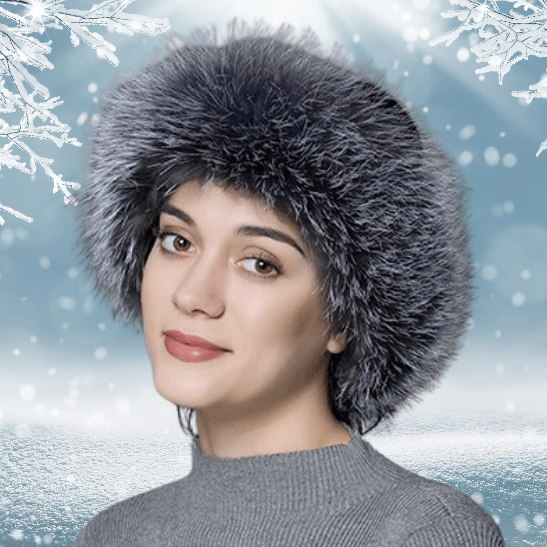 Bandeau de Tête en Fourrure de Renard Grise | Frossia