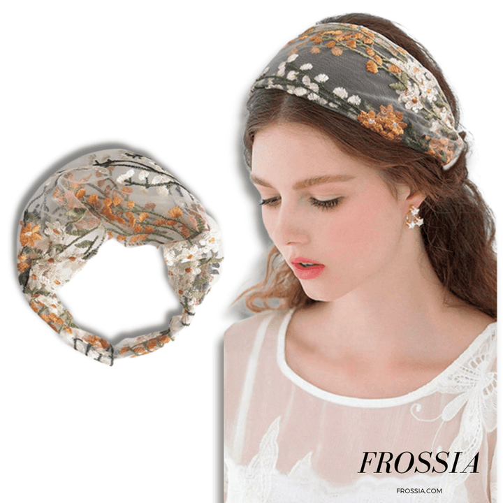 Bandeau Cheveux Dentelle Écru Brodé | Frossia