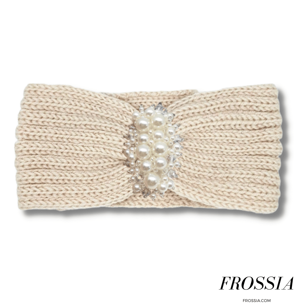Bandeau Cheveux Hiver avec Perle couleur beige | Frossia