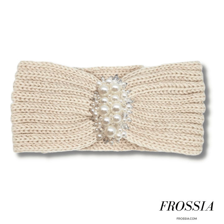 Bandeau Cheveux Hiver avec Perle couleur beige | Frossia