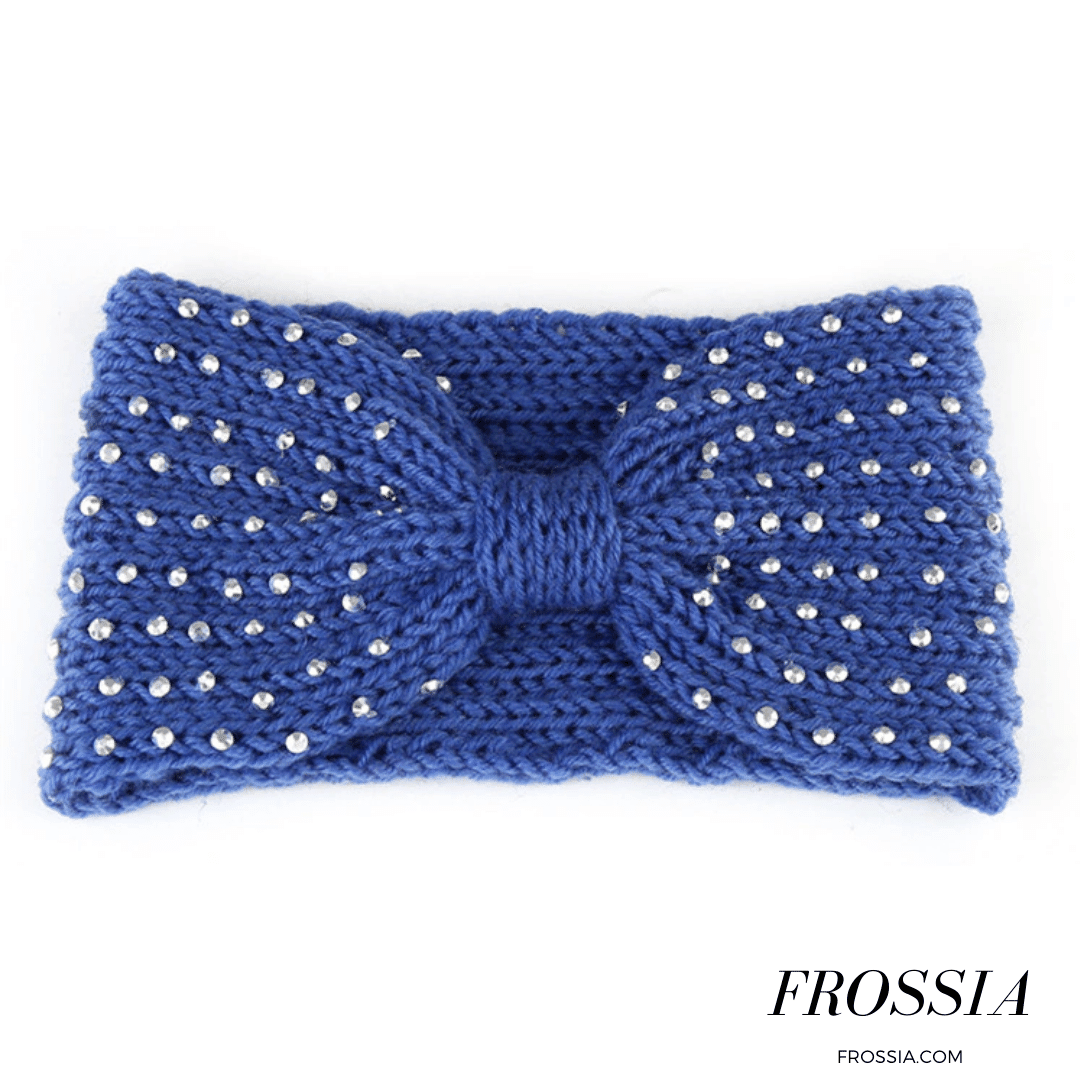 Bandeau Cheveux bleu avec Noeud et Strass
