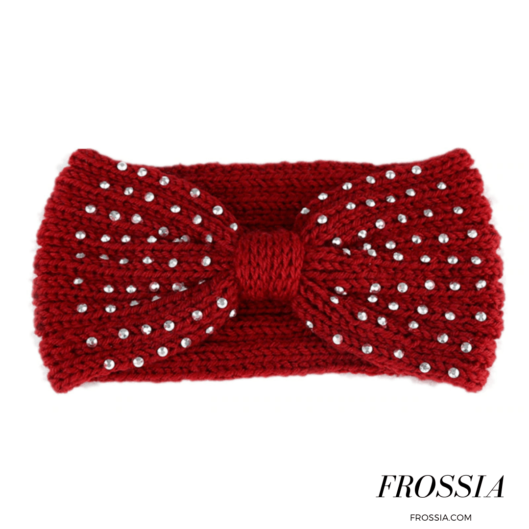 Bandeau Cheveux rouge avec Noeud et Strass | Frossia