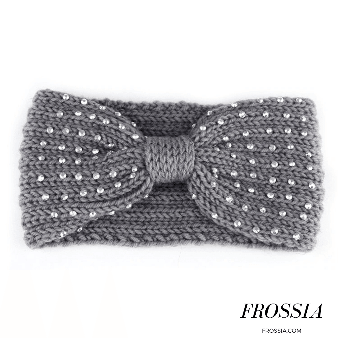 Bandeau Cheveux Gris avec Noeud et Strass | Frossia
