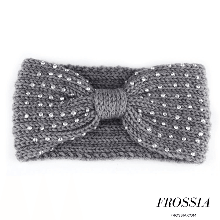 Bandeau Cheveux Gris avec Noeud et Strass | Frossia