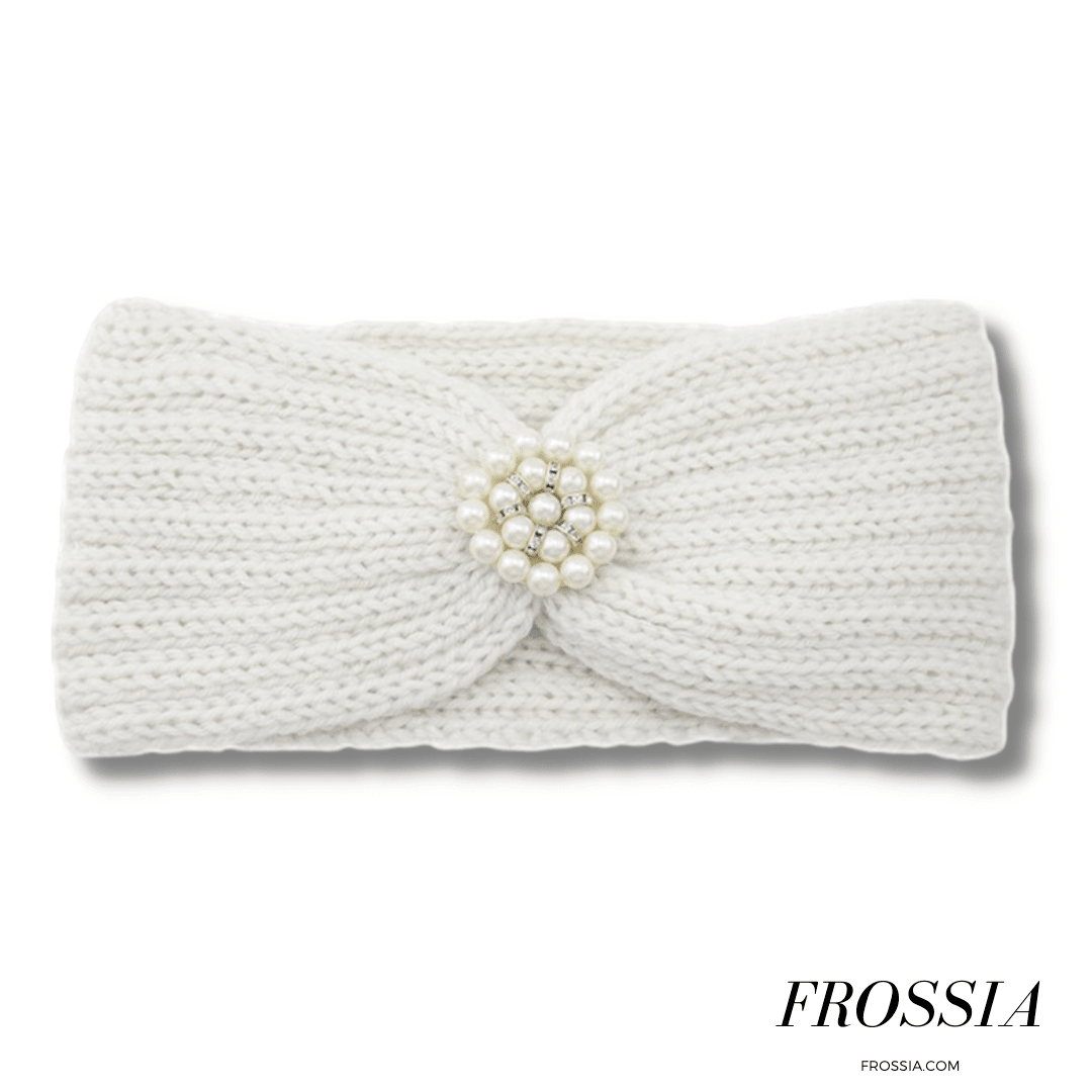 Bandeau Cheveux en Laine avec Bijoux couleur blanc | Frossia