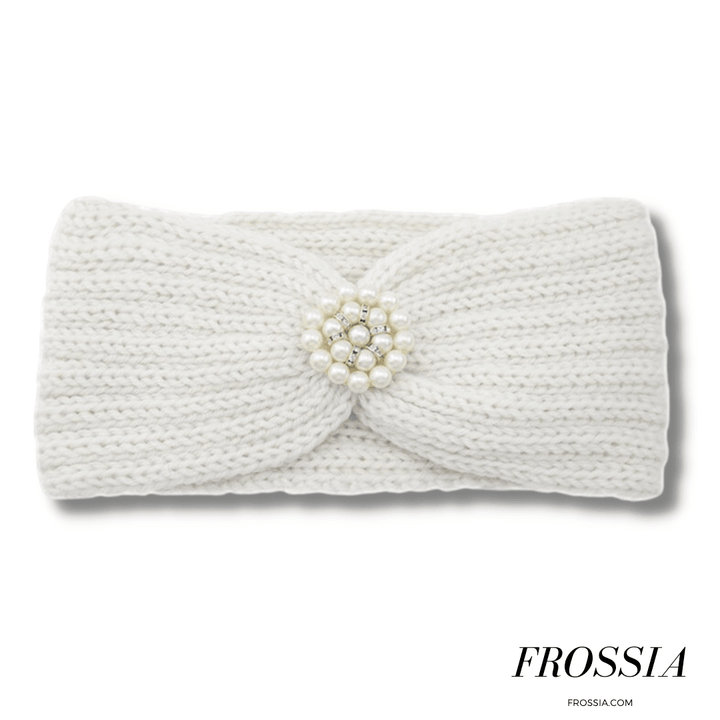 Bandeau Cheveux en Laine avec Bijoux couleur blanc | Frossia