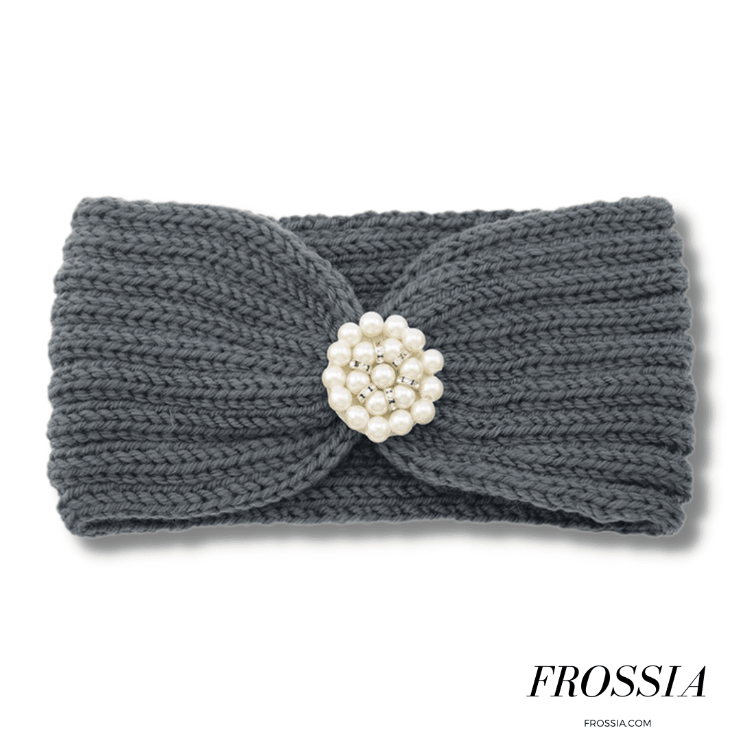 Bandeau Cheveux en Laine avec Bijoux couleur gris