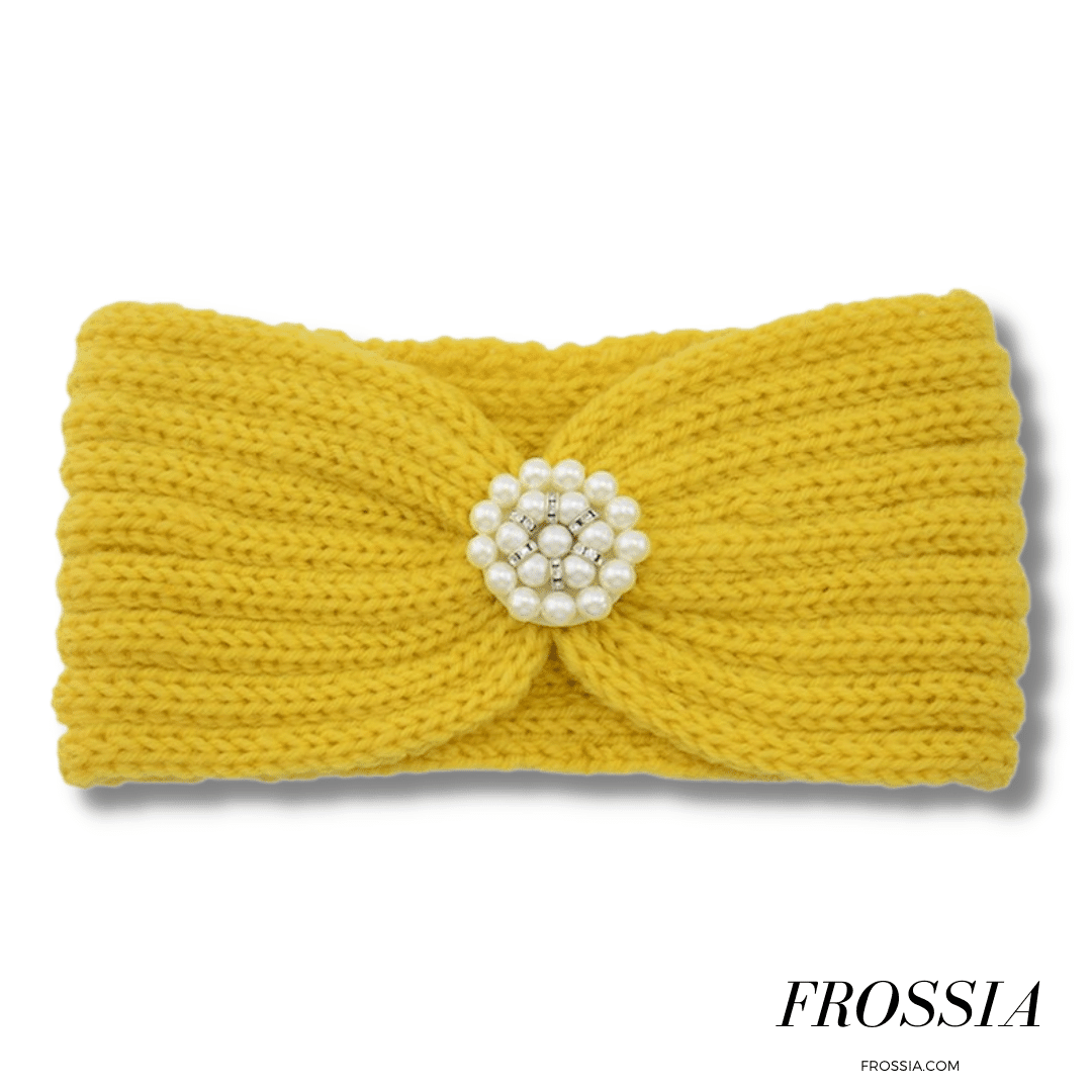 Bandeau Cheveux en Laine avec Bijoux couleur jaune| Frossia