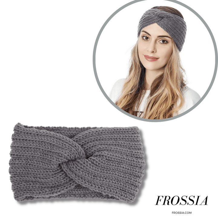 Bandeau cheveux gris torsade en laine pour femme | Frossia