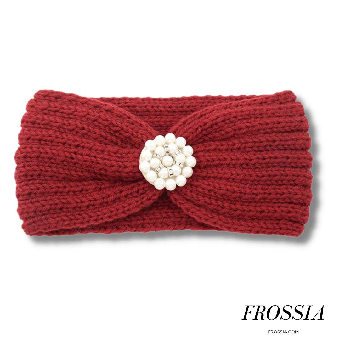 Bandeau Cheveux en Laine avec Bijoux couleur rouge fonce | Frossia