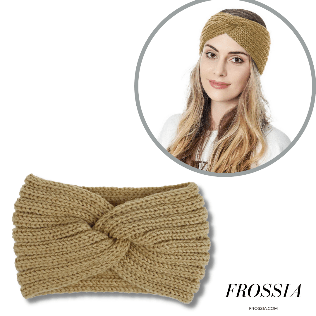 Bandeau Torsadé Hiver couleur jaune moutarde pour femme | Frossia