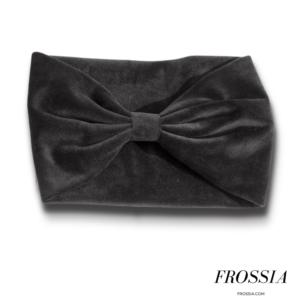 Bandeau cheveux à noeud velours gris foncé | Frossia