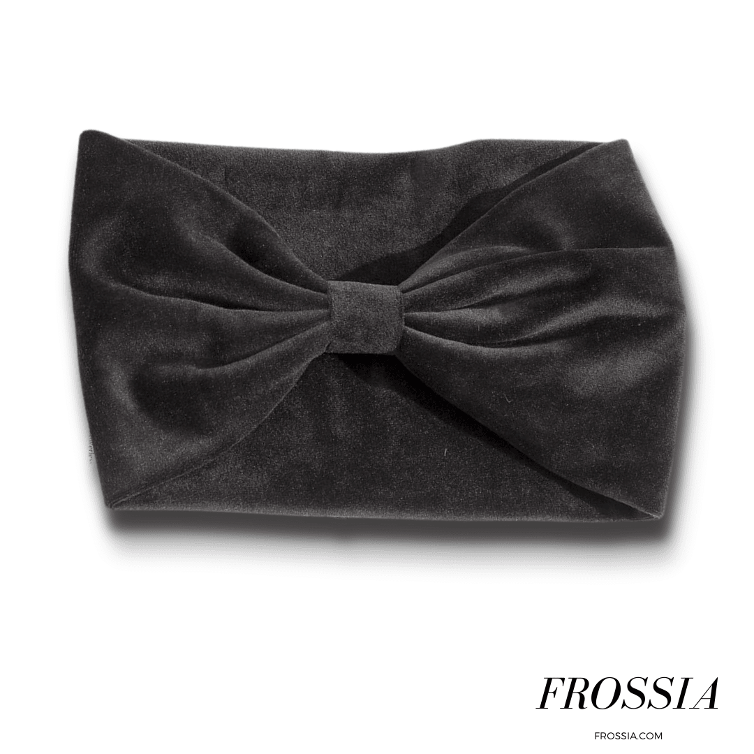 Bandeau cheveux à noeud velours gris foncé | Frossia