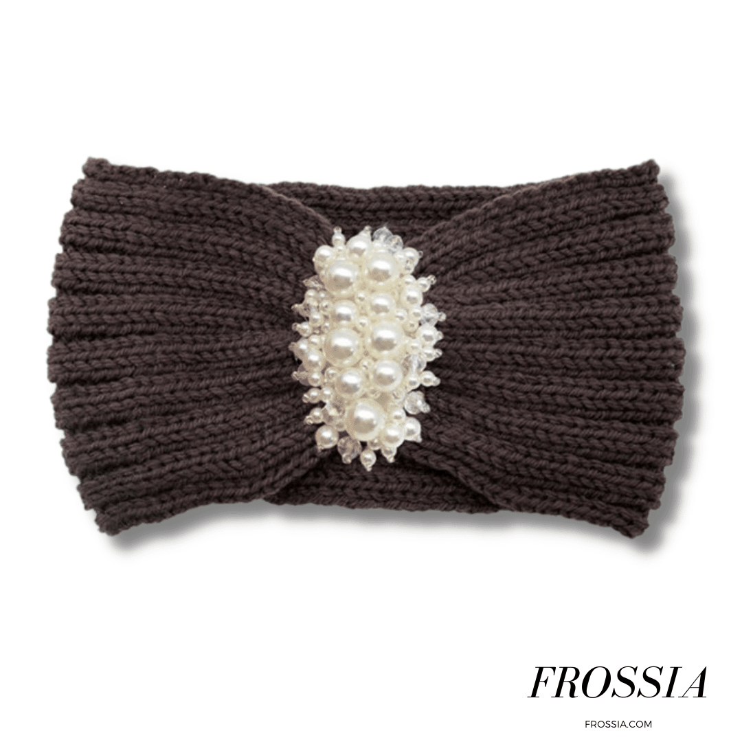 Bandeau Cheveux Hiver avec Perle couleur marron | Frossia