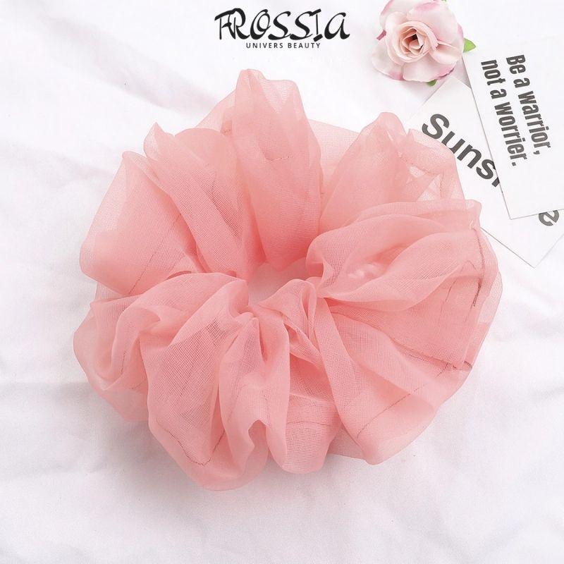 chouchou cheveux en soie rose