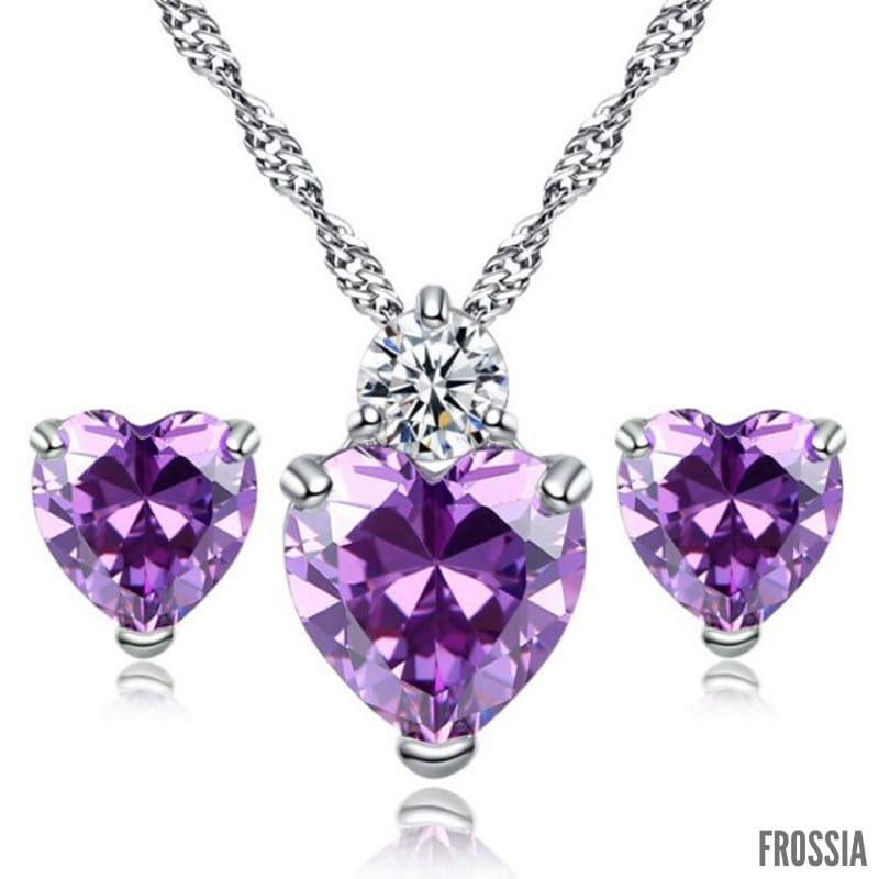 Collier Femme Coeur Violet