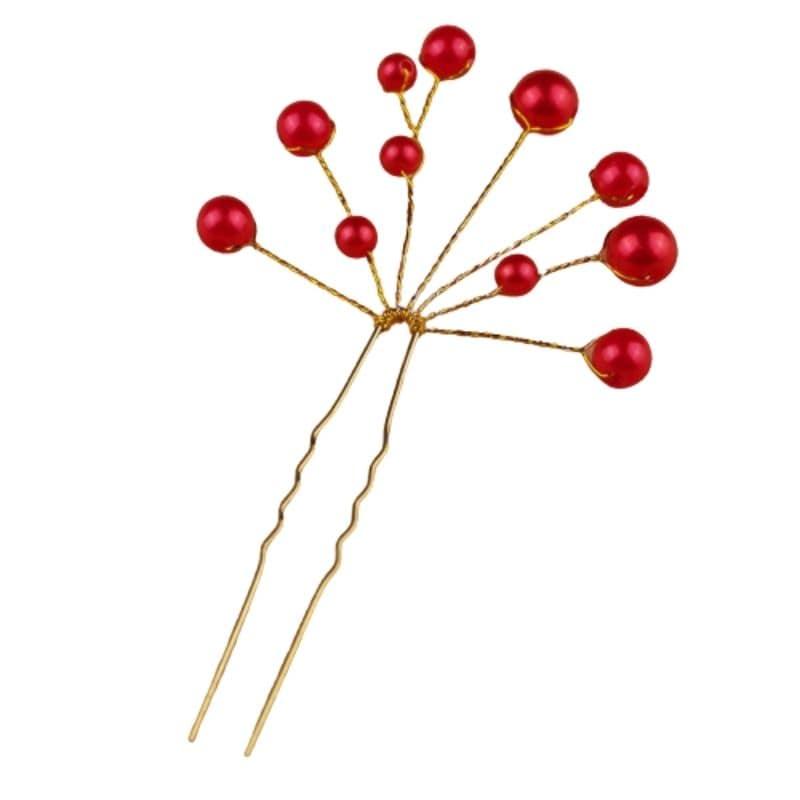 épingle a cheveux perles rouges