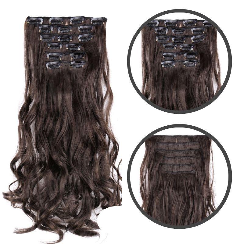 extension cheveux bouclé couleur chatain fonce