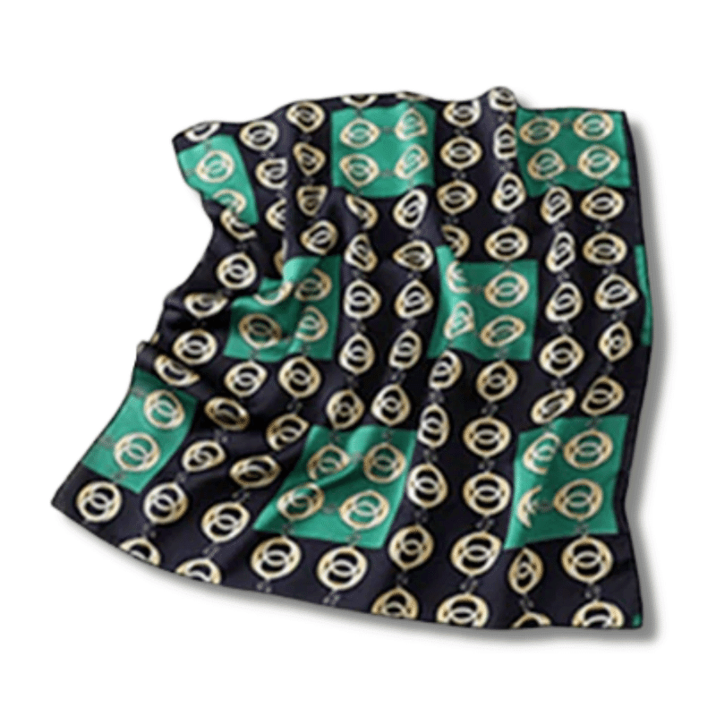 Foulard cheveux noir a carreaux vert