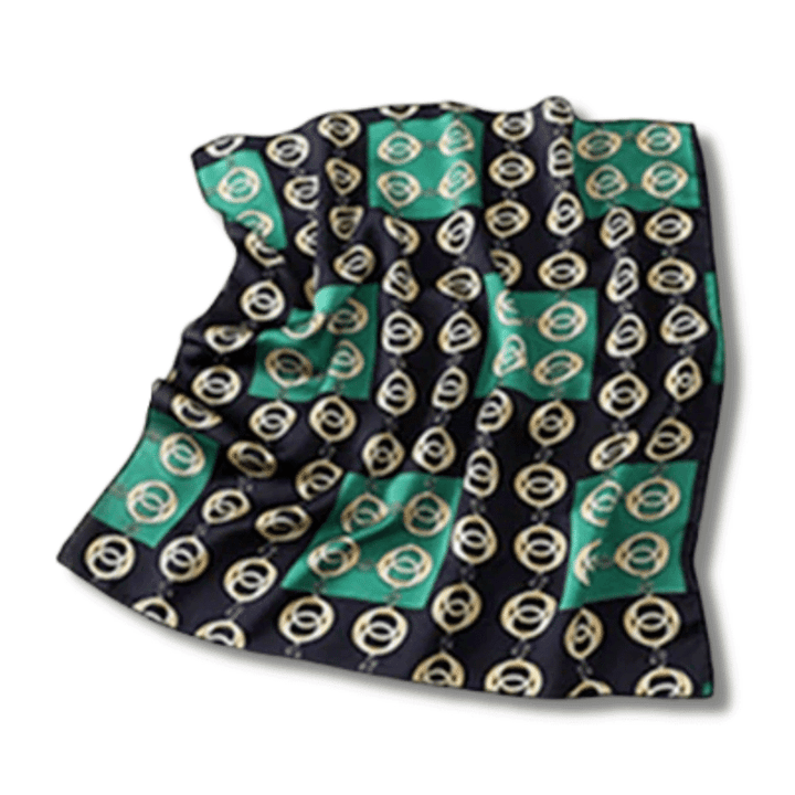 Foulard cheveux noir a carreaux vert
