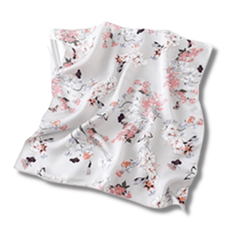 Foulard Cheveux Gris à Fleurs Imprimé