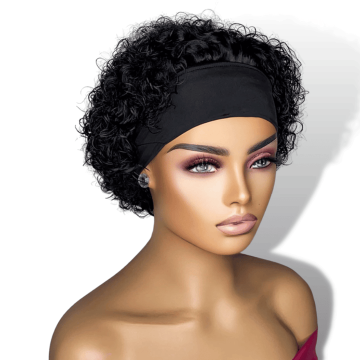 Perruque Bandeau Courte en Cheveux Naturels Bouclés | Frossia