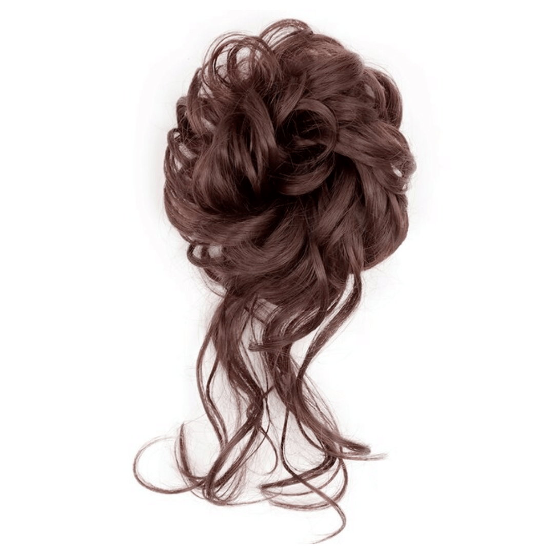 Postiche Chignon avec Boucles Tombantes Chatain Acajou | Frossia