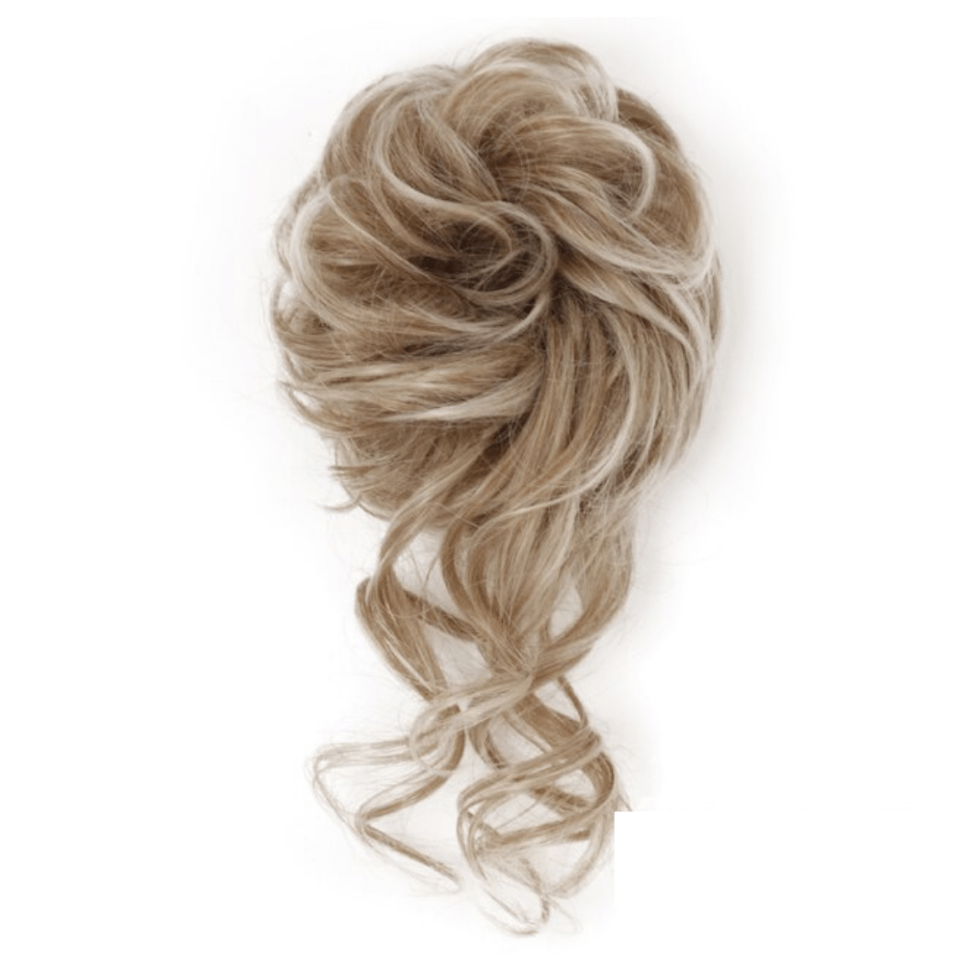 Postiche Chignon avec Boucles Tombantes Chatain Méché | Frossia