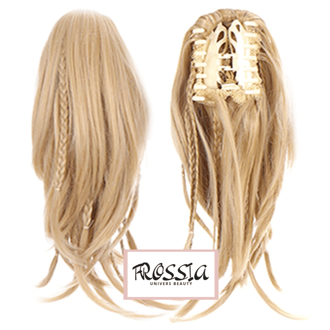 Postiche Queue de Cheval avec Tresses de couleur Blond  | Frossia