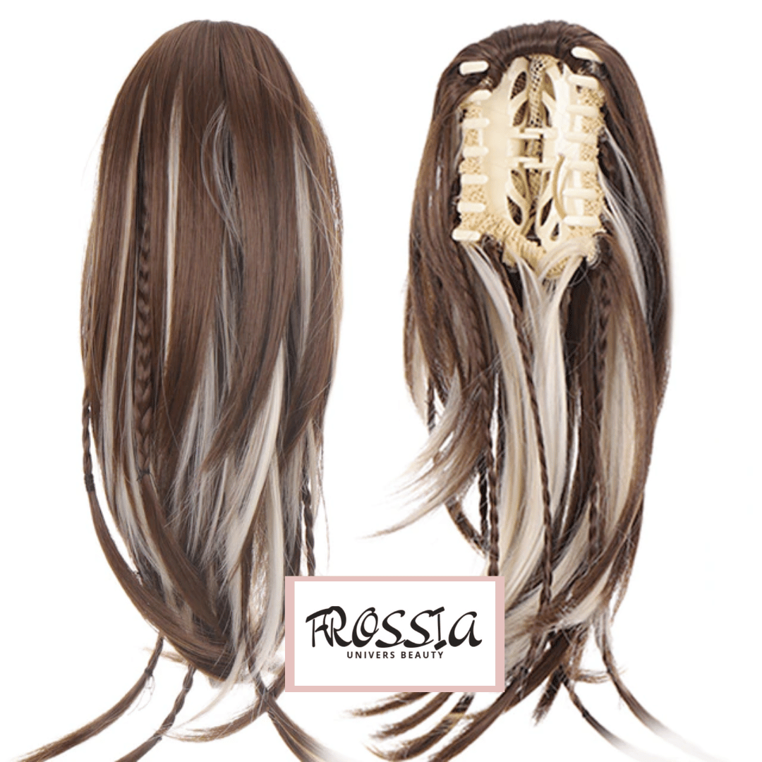 Postiche Queue de Cheval avec Tresses Chatain Méché | Frossia