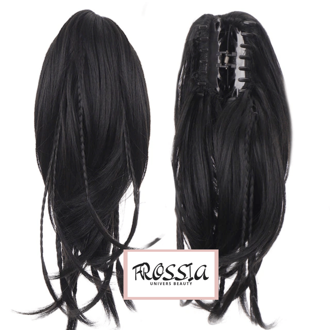 Postiche Queue de Cheval avec Tresses de couleur Noir | Frossia