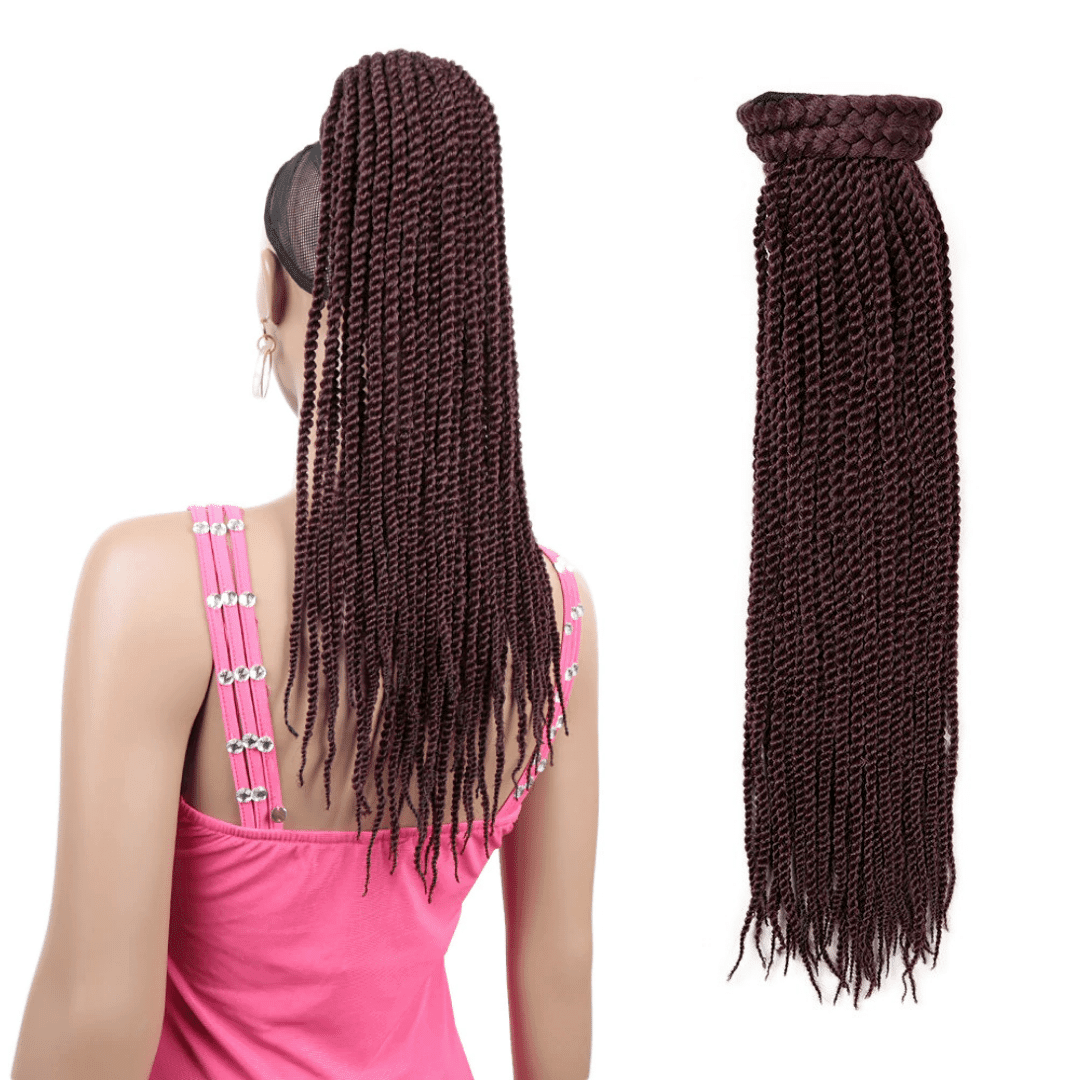 Postiche Queue de Cheval Tresse Africaine chatain
