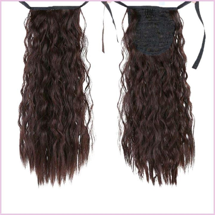 Fausse queue de cheval cheveux frisée brune