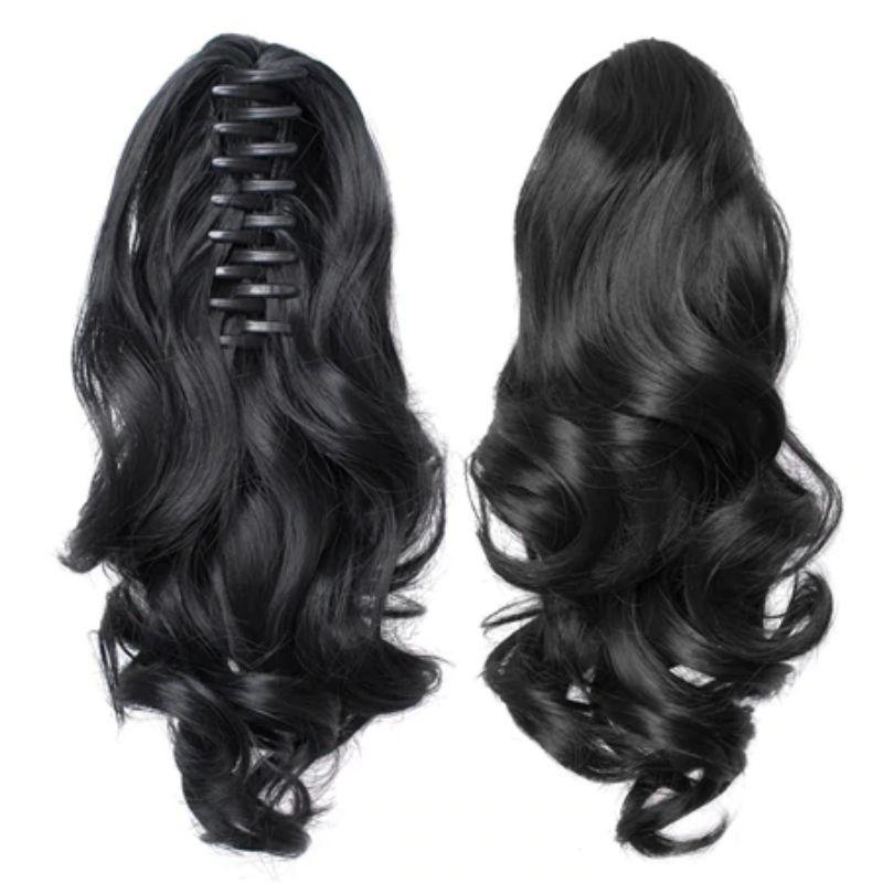 Postiche queue de cheval noir | extension cheveux pince crabe