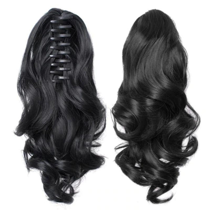 Postiche queue de cheval noir | extension cheveux pince crabe